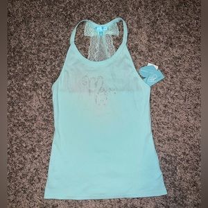 NWT Women’s Betsey Johnson “Mrs.” Rhinestone Racerback Tank Top. Size Medium.